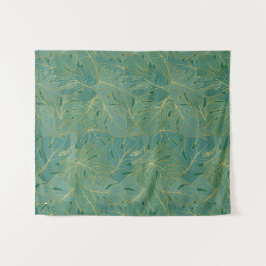 Blätter aus der grünen und goldenen Palme Wandteppich