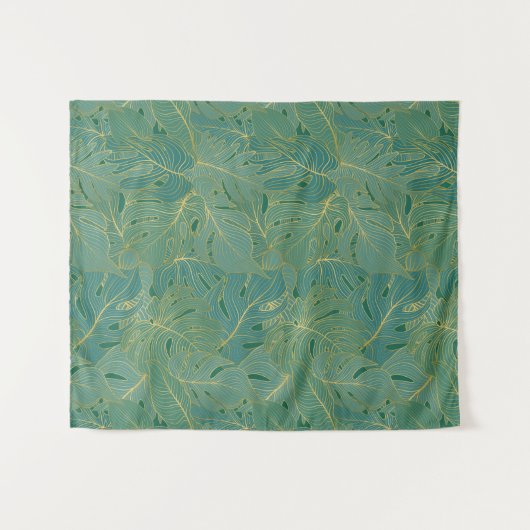 Blätter aus der grünen und goldenen Palme Wandteppich (Vorderseite (Horizontal))