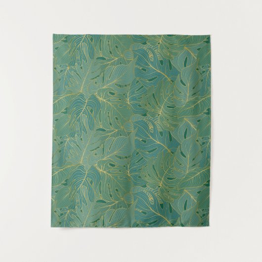 Blätter aus der grünen und goldenen Palme Wandteppich (Vorderseite)