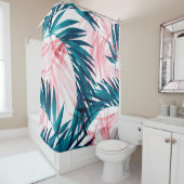 Blätter aus der grünen und rosa Palme Duschvorhang (Beispiel)