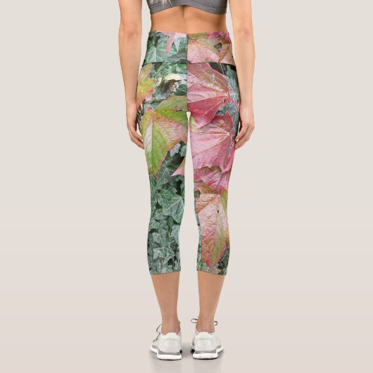 Blätter aus Efeu in Rot im Herbst Capri Leggings (Rückseite)