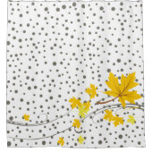 Blätter aus gelbem Ahorn und graue Polka Duschvorhang (Vorderseite)