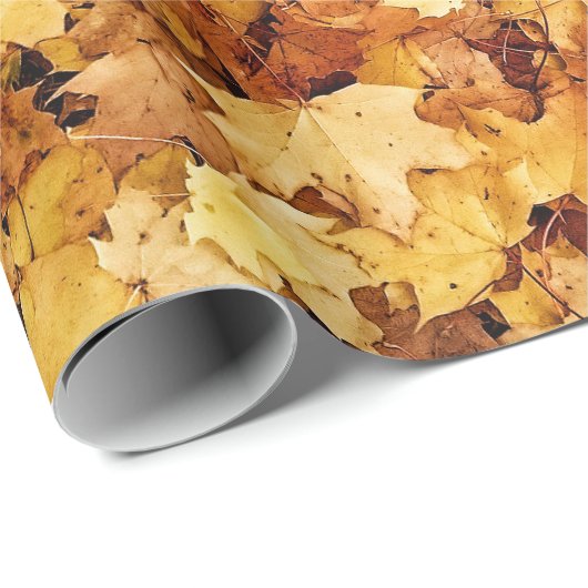 Blätter aus gelbem Fall Geschenkpapier (Rolleneckpunkt)