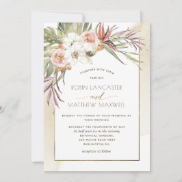 Blätter aus getrocknetem Palm, Hochzeit von tropis Einladung