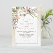 Blätter aus getrocknetem Palm, Hochzeit von tropis Einladung (Stehend Vorderseite)