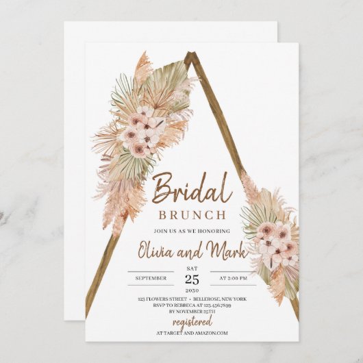 Blätter aus getrocknetem Palmblätterblättern Einladung (Vorne/Hinten)