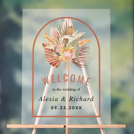 Blätter aus getrockneter Palme Terracotta mattiert Acrylschild (Neutral)