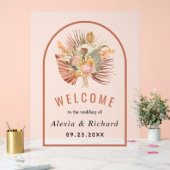 Blätter aus getrockneter Palme Terracotta mattiert Acrylschild (Hochzeit)