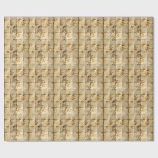 Blätter aus Gold auf Pergamentpapier elegant Geschenkpapier (Flach)