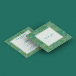 Blätter aus goldfarbenen und grünen Palmen Quadratische Visitenkarte