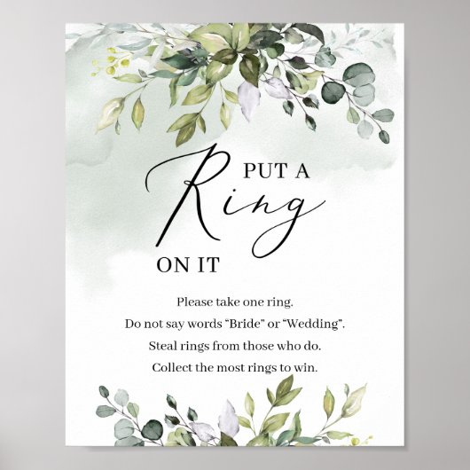 Blätter aus grünem Blattwerk setzen einen Ring auf Poster (Vorne)