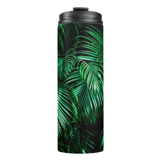 Blätter aus grüner Palme Thermosbecher (Vorderseite)