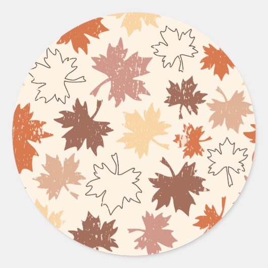 Blätter aus Herbst, Rotbraun, beige Fall Runder Aufkleber (Vorderseite)