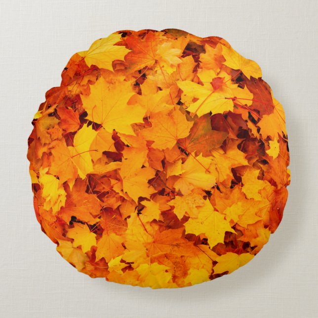 Blätter aus Herbstblättern Rundes Kissen (Vorderseite)