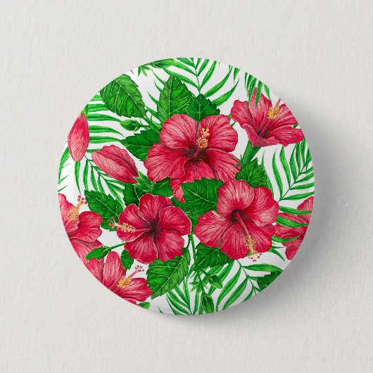 Blätter aus Hibiskus und Palme Button (Vorderseite)