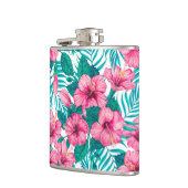 Blätter aus Hibiskus und Palme Flachmann (Links)