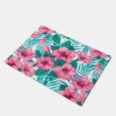 Blätter aus Hibiskus und Palme Fußmatte (Schrägansicht)