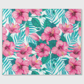 Blätter aus Hibiskus und Palme Geschenkpapier (Flach)