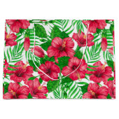 Blätter aus Hibiskus und Palme Große Geschenktüte (Vorderseite)