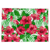 Blätter aus Hibiskus und Palme Große Geschenktüte (Rückseite)