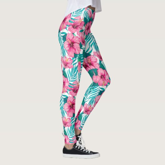 Blätter aus Hibiskus und Palme Leggings (Rechts)