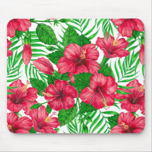 Blätter aus Hibiskus und Palme Mousepad