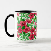 Blätter aus Hibiskus und Palme Tasse (Links)