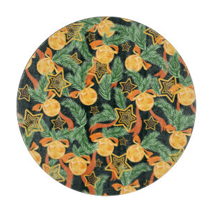 Blätter aus Kiefern, Sterne: festliche Muster Schneidebrett