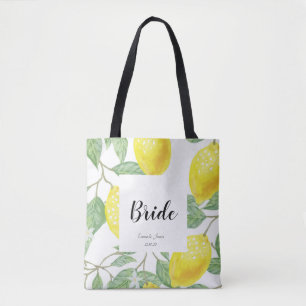 Blätter aus Lemon, gelb, weiß Tasche