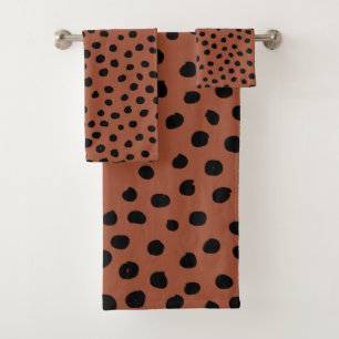 Blätter aus Leopard Rost Terracotta Cheetah Spots Badhandtuch Set