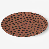 Blätter aus Leopard Rost Terracotta Cheetah Spots Pappteller (Schrägansicht)