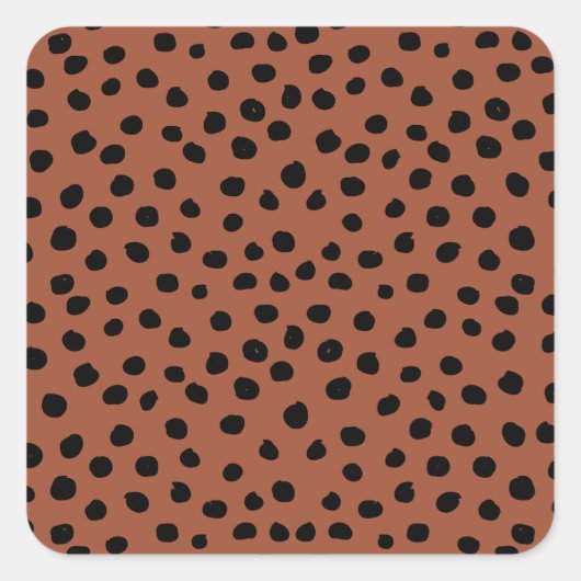 Blätter aus Leopard Rost Terracotta Cheetah Spots Quadratischer Aufkleber (Vorderseite)