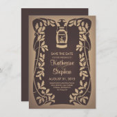 Blätter aus Öllattern und Eiche speichern die Datt Save The Date (Vorne/Hinten)