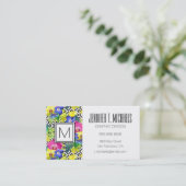 Blätter aus Orchideen und Palmen| Monogramm Visitenkarte (Stehend Vorderseite)