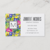 Blätter aus Orchideen und Palmen| Monogramm Visitenkarte (Vorderseite)