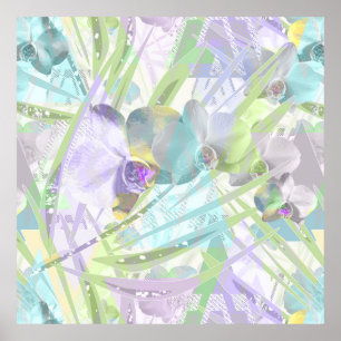 Blätter aus Orchideen und Palmen, tropisch Poster