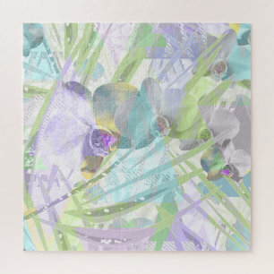 Blätter aus Orchideen und Palmen, tropisch Puzzle