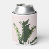 Blätter aus Palm auf Rosa Dosenkühler (Kanne Vorderseite)