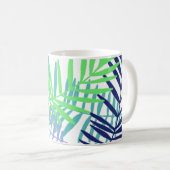 Blätter aus Palm in Blau und Grün Kaffeetasse (VorderseiteRechts)