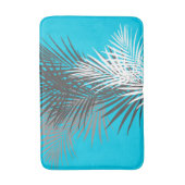 Blätter aus Palm, modern, aquamarin, grau, weiß Badematte (Vorderseite Vertikal)