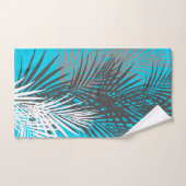 Blätter aus Palm, modern, aquamarin, grau, weiß Badhandtuch Set (Handtuch)
