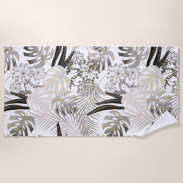 Blätter aus Palmen, blumenreich, botanisch, bunt Strandtuch