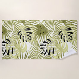 Blätter aus Palmen, blumenreich, botanisch, bunt Strandtuch