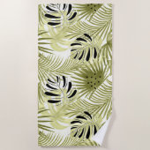 Blätter aus Palmen, blumenreich, botanisch, bunt Strandtuch (Vorderseite)