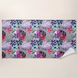 Blätter aus Palmen, blumenreich, botanisch, bunt,  Strandtuch