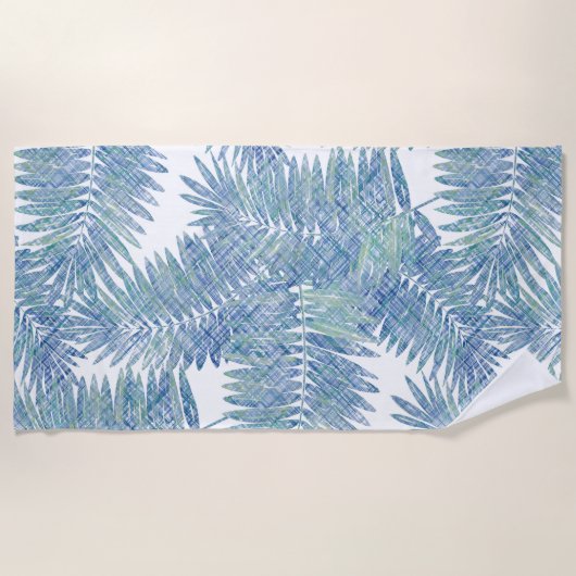 Blätter aus Palmen, blumenreich, botanisch, bunt Strandtuch (Vorderseite)