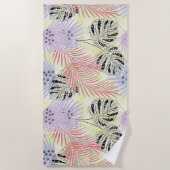 Blätter aus Palmen, blumenreich, botanisch, bunt Strandtuch (Vorderseite)