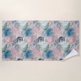 Blätter aus Palmen, blumenreich, botanisch, bunt Strandtuch