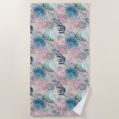 Blätter aus Palmen, blumenreich, botanisch, bunt Strandtuch (Vorderseite)