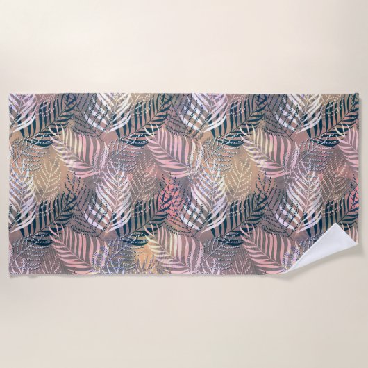 Blätter aus Palmen, blumenreich, botanisch, bunt Strandtuch (Vorderseite)